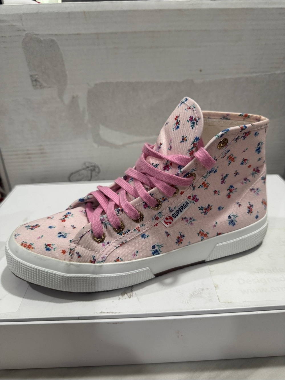 Superga Pink Floral High-Top Sneakers - Picture 3 of 13
